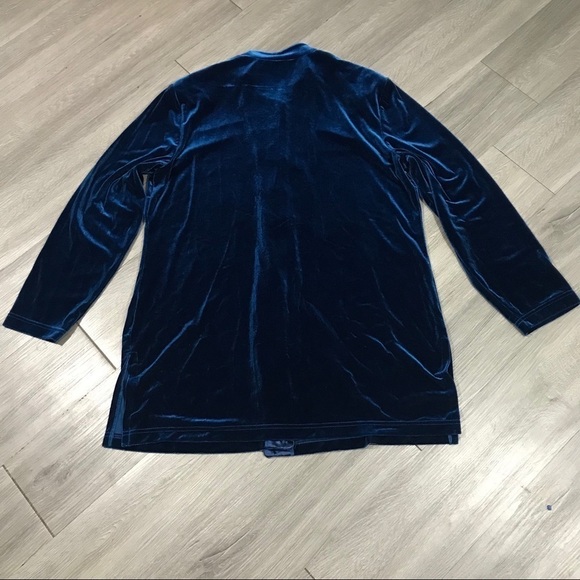 Coldwater Creek Teal Blue Velvet Mandarin Collar Jacket size XL - Picture 10 of 11